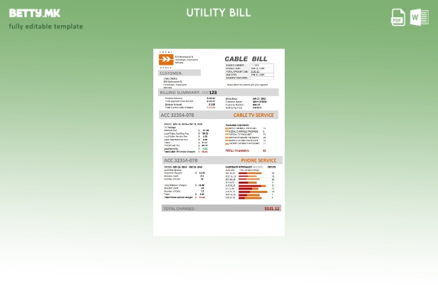 Шаблон за комунални сметки за модерен стил на USA Marine Local Cable